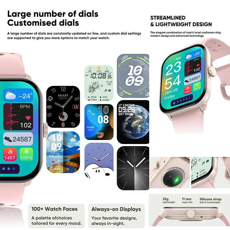 2.01" AMOLED Smart Watch With Bluetooth Calls & Fitness Tracking