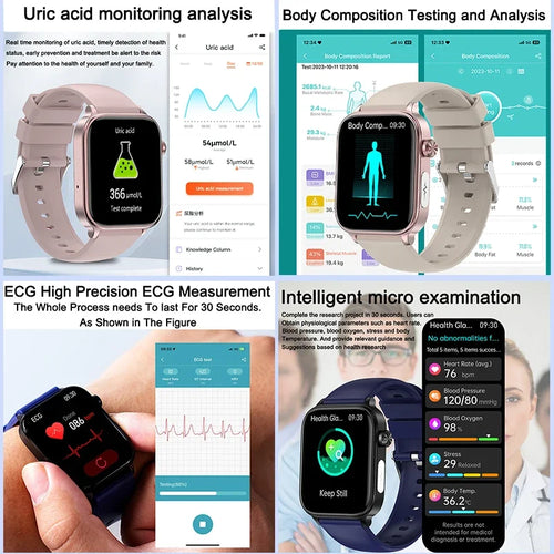 AI Health Smart Watch With ECG – Lipid & Uric Acid Monitor