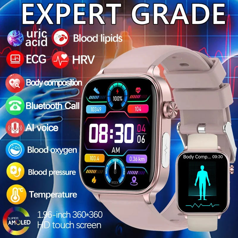 AI Health Smart Watch With ECG – Lipid & Uric Acid Monitor