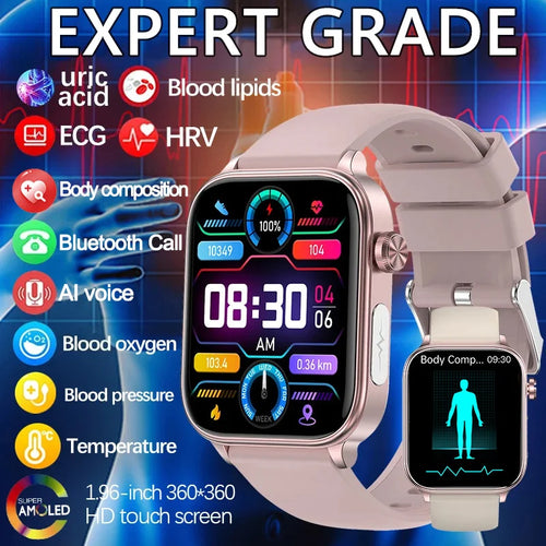 AI Health Smart Watch With ECG – Lipid & Uric Acid Monitor