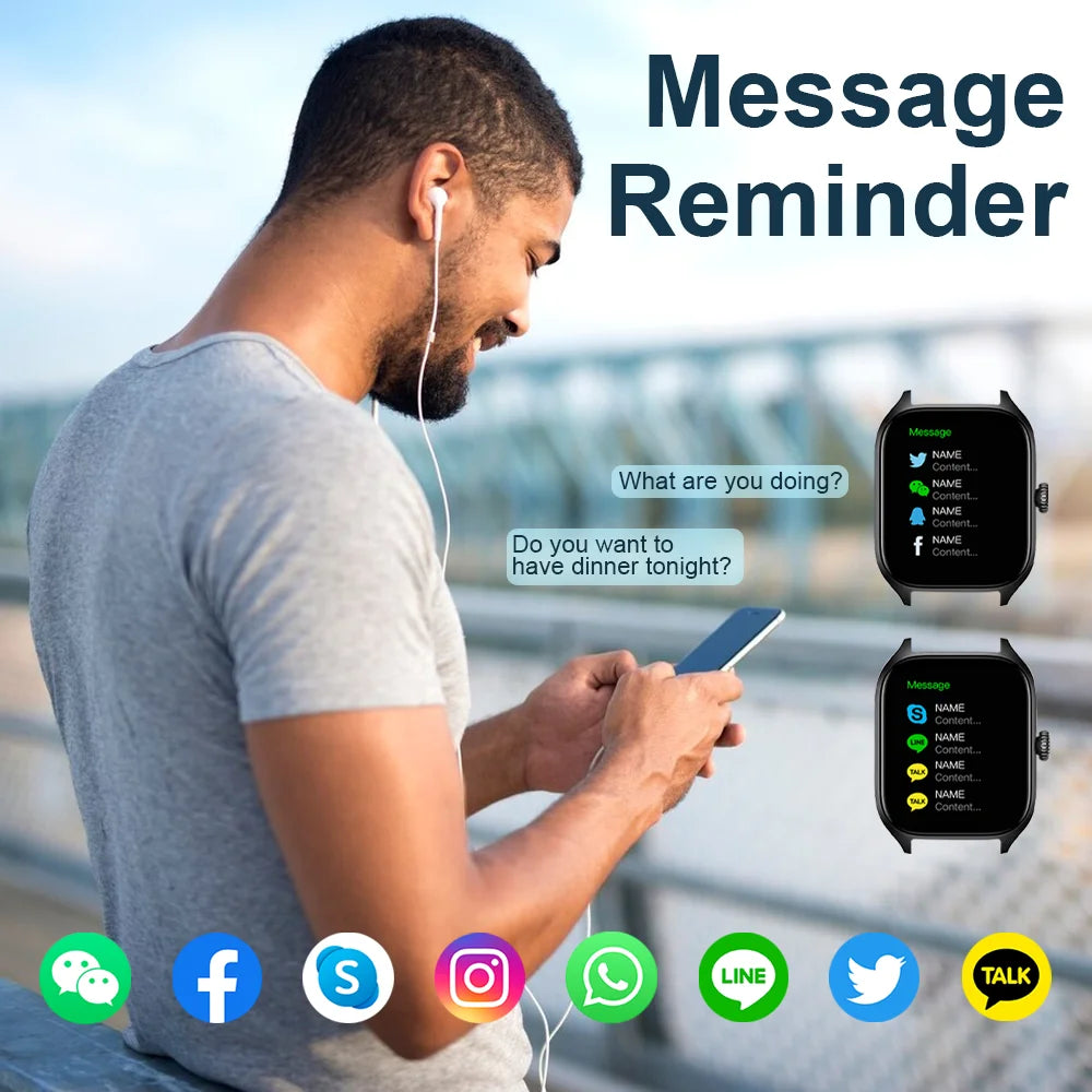 Bluetooth Smart Watch With Call, Heart Rate & SpO₂