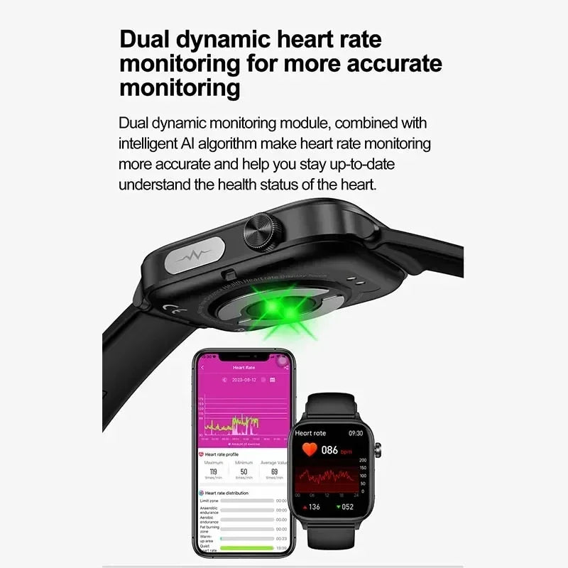 AI Health Smart Watch With ECG – Lipid & Uric Acid Monitor